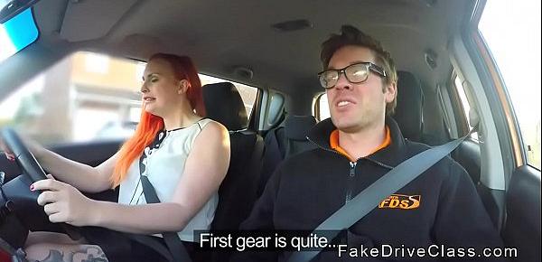  Redhead wanks and sucks driving instructor